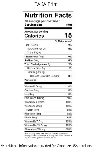 taka trim, what is taka trim, taka trim nutrition facts, taka trim ingredients, whats in taka trim